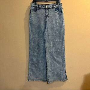 SO Wide Leg Vintage Flare High Rise Denim Juniors Size 15 Blue Acid Mom Pants